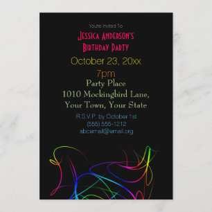 Invitation Laser Neon Lumières Anniversaire
