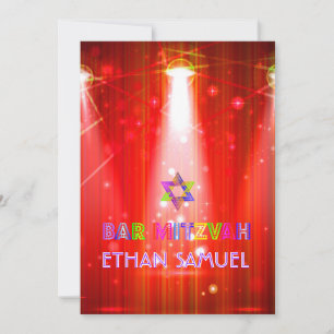 Invitation Laser PixDezines / néon lumières bar mitzvah