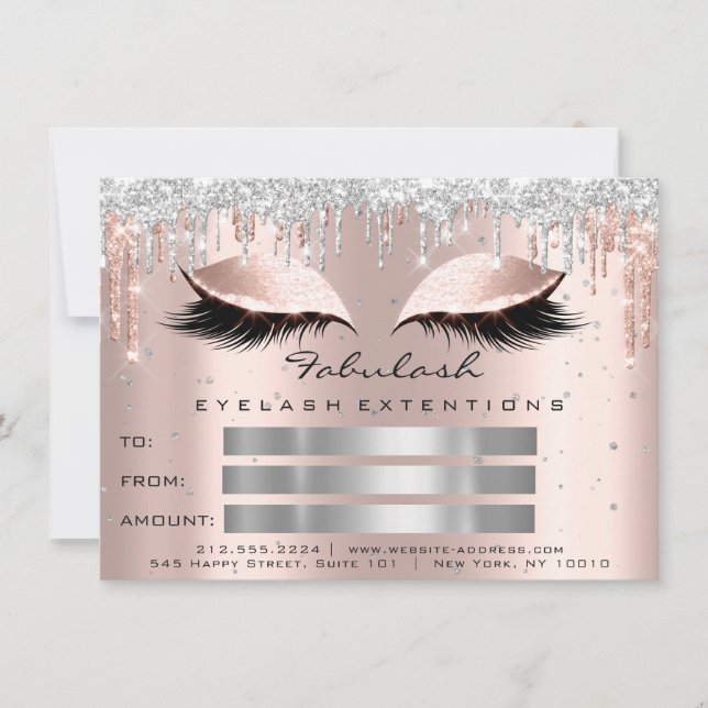 Invitation Lashes de luxe Rose Silver Maquillage certificat c (Devant)
