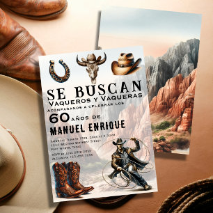 Invitation Lasso Vaquero Western Espagnol Cow-boy 60e Anniver