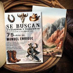 Invitation Lasso Vaquero Western Espagnol Cow-boy 75e Anniver