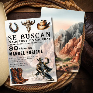 Invitation Lasso Vaquero Western Espagnol Cow-boy 80e Anniver