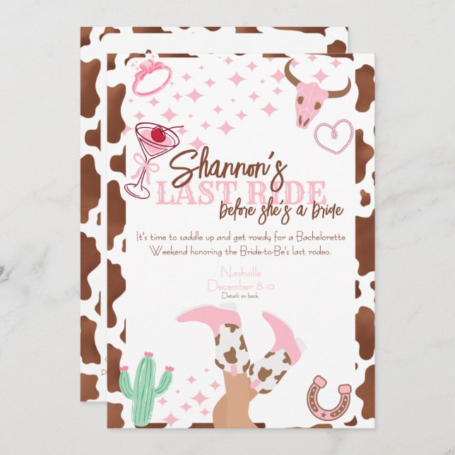 Invitation Last Ride Weekend Trip Bachelorette Party (Devant / Derrière)