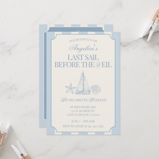 Invitation Last Sail Before The Veil Bachelorette Itinerary & (Devant/Arrière en situation)