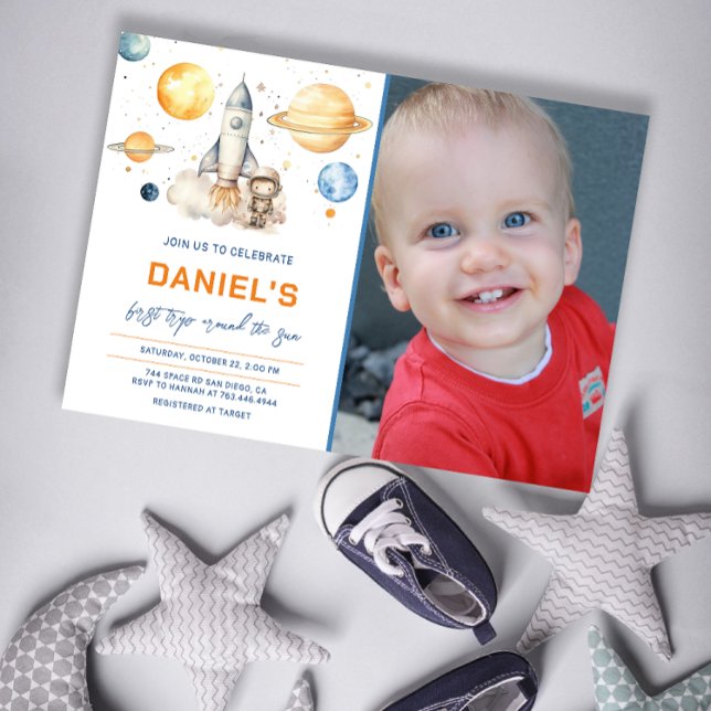 Invitation L'Astronaut Espace Premier Voyage Autour Du Soleil (Créateur téléchargé)