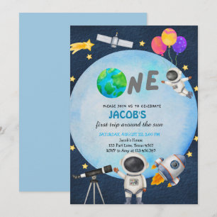 Invitation L'Astronaut Espace Premier Voyage Autour Du Soleil