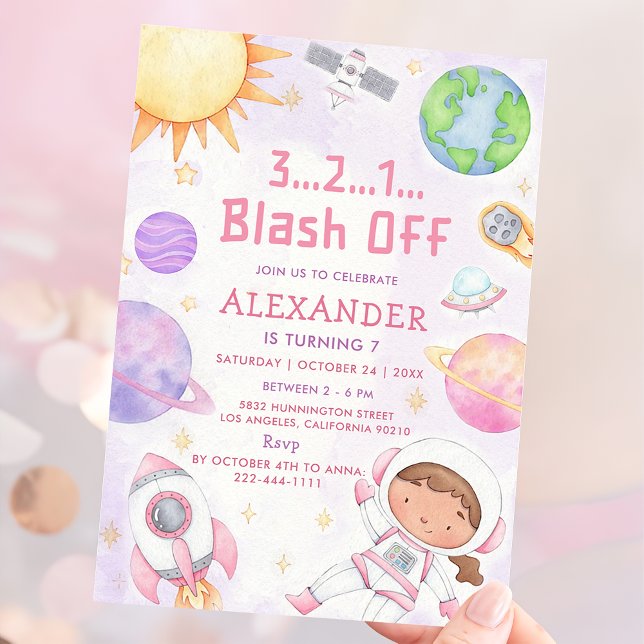 Invitation L'astronaute de l'espace à tout âge fête d'anniver (Créateur téléchargé)