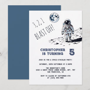 Invitation L'astronaute explose dans l'espace à tout âge Anni