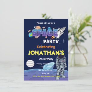 Invitation L'astronaute spatiale Boys fête d'anniversaire