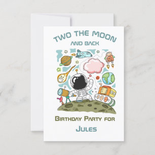 Invitation L'astronaute spatiale Deux thèmes de la Lune et de