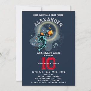 Invitation L'astronaute spatiale Slamdunk Cool Kids Basketbal