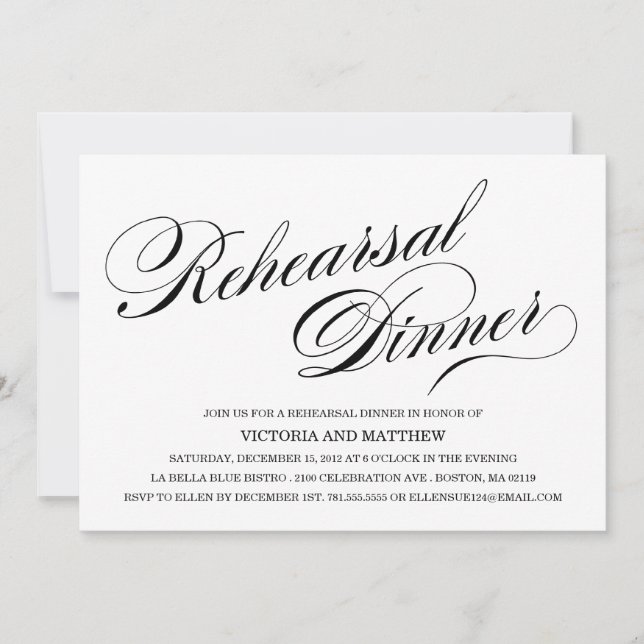 INVITATION LATÉRALE DE DÎNER DE RÉPÉTITION DU (Devant)