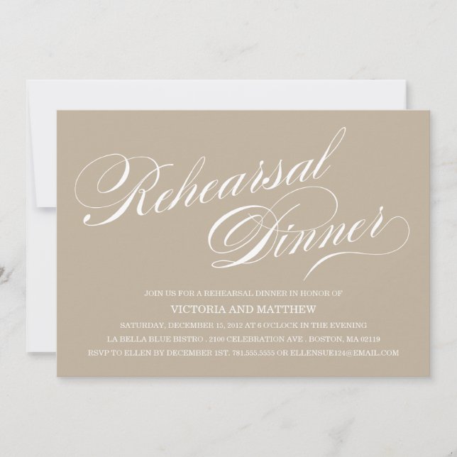 INVITATION LATÉRALE DE DÎNER DE RÉPÉTITION DU (Devant)