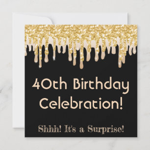 Invitation Latte mousseux, Parties scintillant d'or 40e anniv