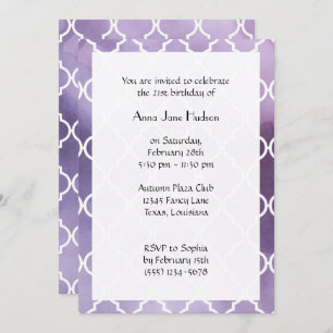 Invitation Latticwork violet, Trellis marocain, Anniversaire