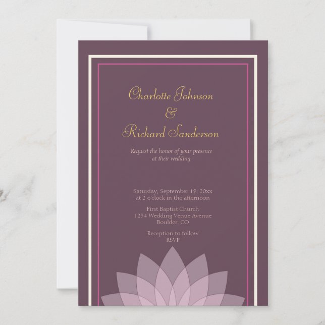 Invitation L'aubergine et rougissent mariage floral rose (Devant)