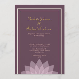 Invitation L'aubergine et rougissent mariage floral rose