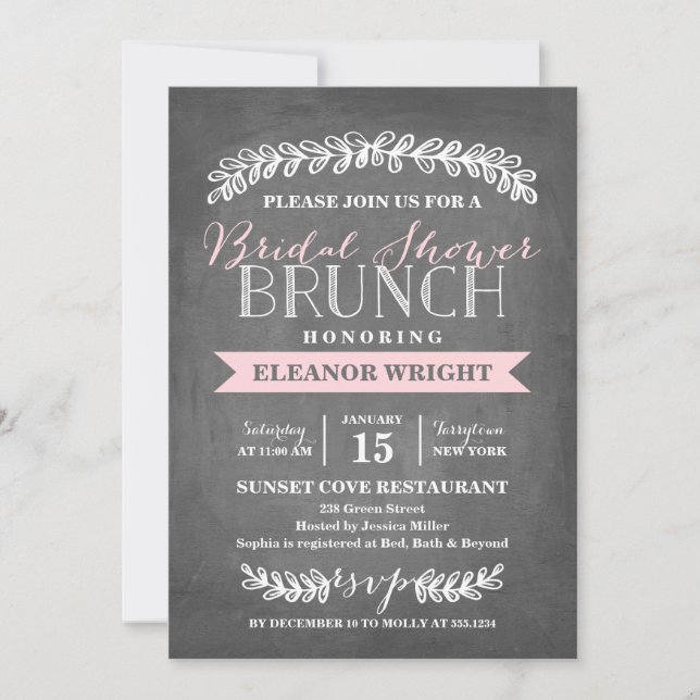 Invitation Laurel Brunch| Fête de l'mariée (Devant)
