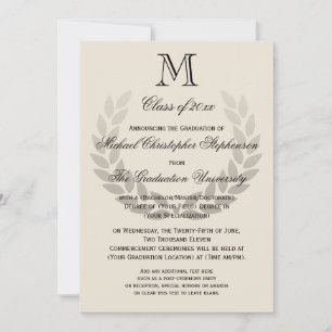 Invitation Laurel Crest Monogram Classic College Graduation