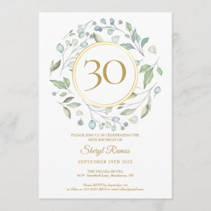 Invitation Laurel Garland Gold Monogram 30e Anniversaire