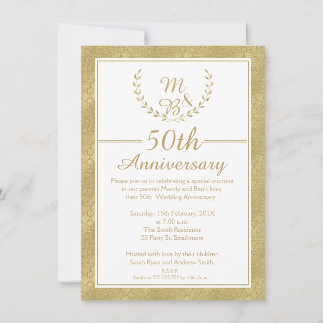Invitation Laurel Wreath 50e anniversaire du Mariage Invitati (Devant)