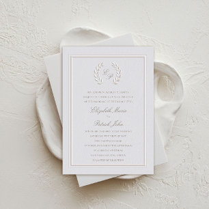 Invitation Laurel Wreath Crest Frame Classic Formal Mariage