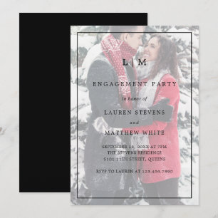 Invitation Lauren Monogram Photo Elegant Engagement Party