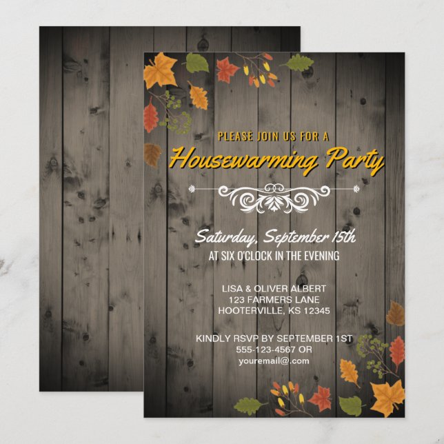 Invitation L'automne, la fête du réchauffement de la maison e (Devant / Derrière)