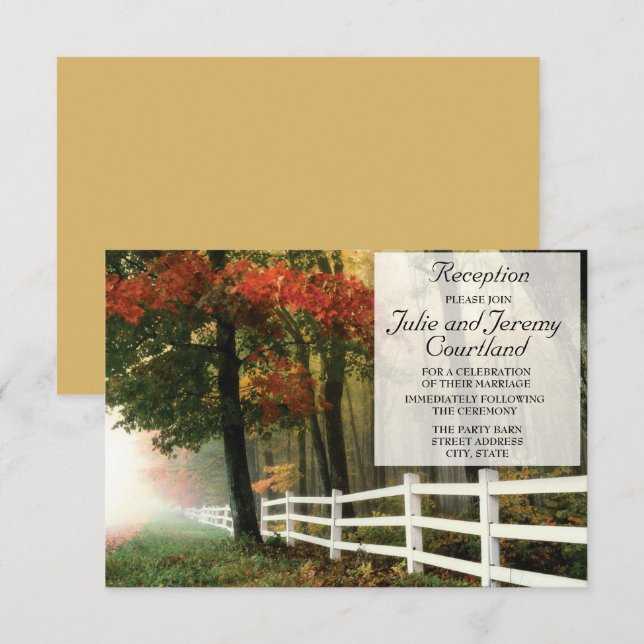 Invitation L'automne laisse blanc Picket clôtures Réception d (Devant / Derrière)