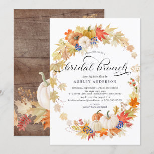 Invitation L'automne laisse la Fête de l'mariée de Wreath Bru