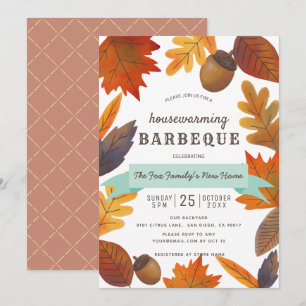 Invitation L'automne laisse un barbecue Brown pour le chauffa