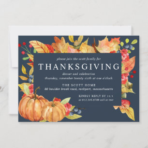 Invitation L'automne part Citrouille Thanksgiving Dîner Invit