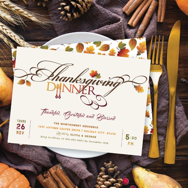 Invitation L'automne part Thanksgiving Dîner fête (Créateur téléchargé)