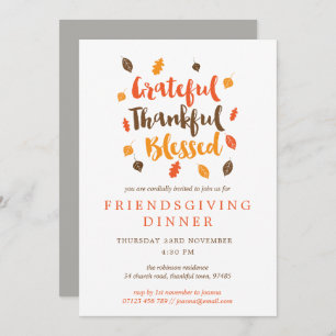 Invitation L'automne part typographique Friendsgiving Dîner