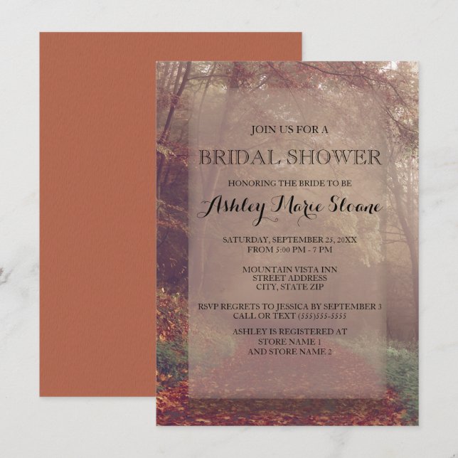 Invitation L'automne quitte l'invitation de la douche nuptial (Devant / Derrière)
