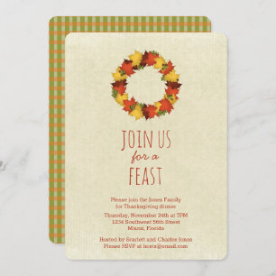 Invitation L'automne quitte Thanksgiving Wreath
