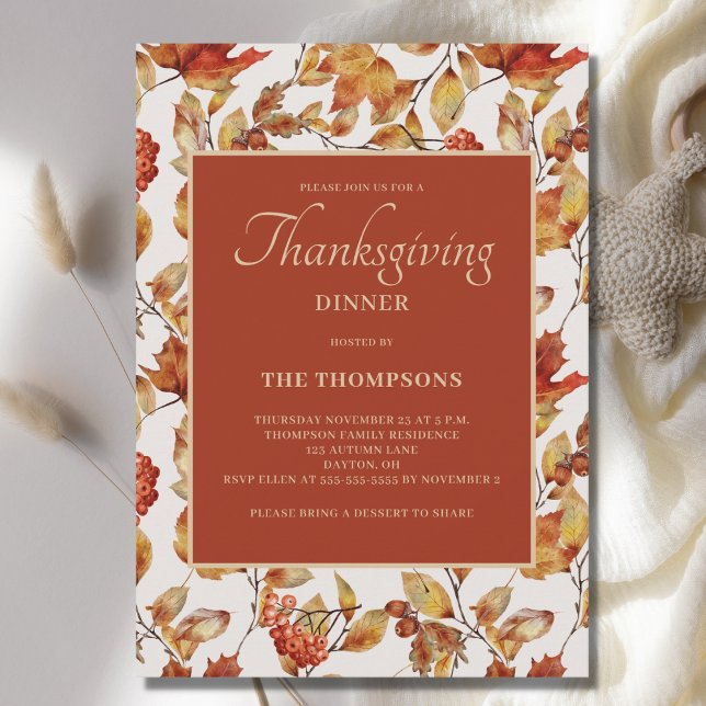 Invitation L'Automne Russe quitte Thanksgiving Dîner (Créateur téléchargé)