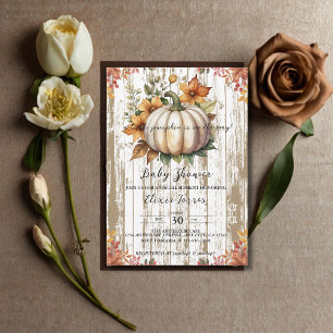 Invitation L'Automne Rustique Laisse Petit Baby shower Citrou