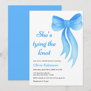 Invitation Lavage Bleu Elle Noue le Nœud de la Mariée