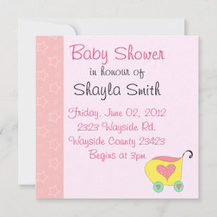 Invitation Lavage de Buggy Bébé Rose