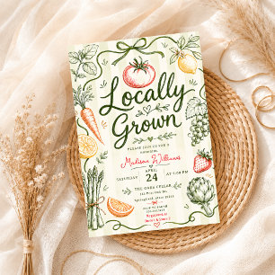 Invitation Lavage de légumes fruits doodle baby shower