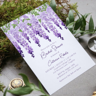 Invitation Lavage de mariage à l'aquarelle violette de glycin