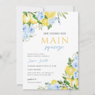 Invitation Lavage de mariage floral citrique au citron bleu