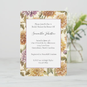 Invitation Lavage Mariage Fleurs Jaunes Lavande Crème