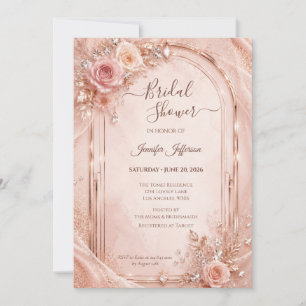 Invitation Lavage Rose Élégant Fleurs Mariage