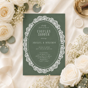 Invitation Lavage Vert Floral Antique Dentelle Mariage Fête