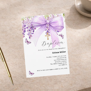 Invitation Lavande arc floral fille Baptême