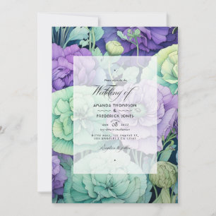 Invitation Lavande avec mariage floral printanier vert
