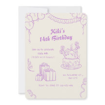 Lavande Beige Whimsical 14e anniversaire fête