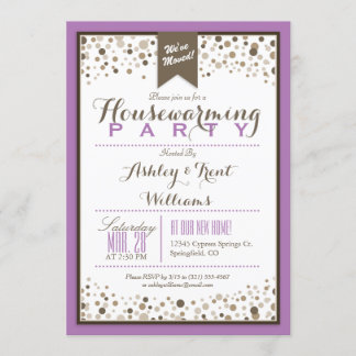 Invitation Lavande, Blanc et Taupe Houseréchauffer Party
